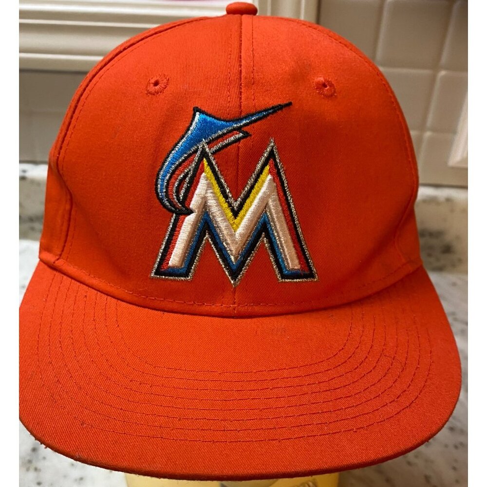Miami Marlins MLB OC Sports ORANGE Logo Hat Cap Adult Mens Adjustable Strap Back